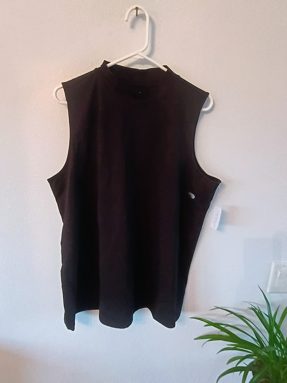 CJ Banks Black Mock Neck Sleeveless Stretch Knit Top Women's Plus Size 2X NWT